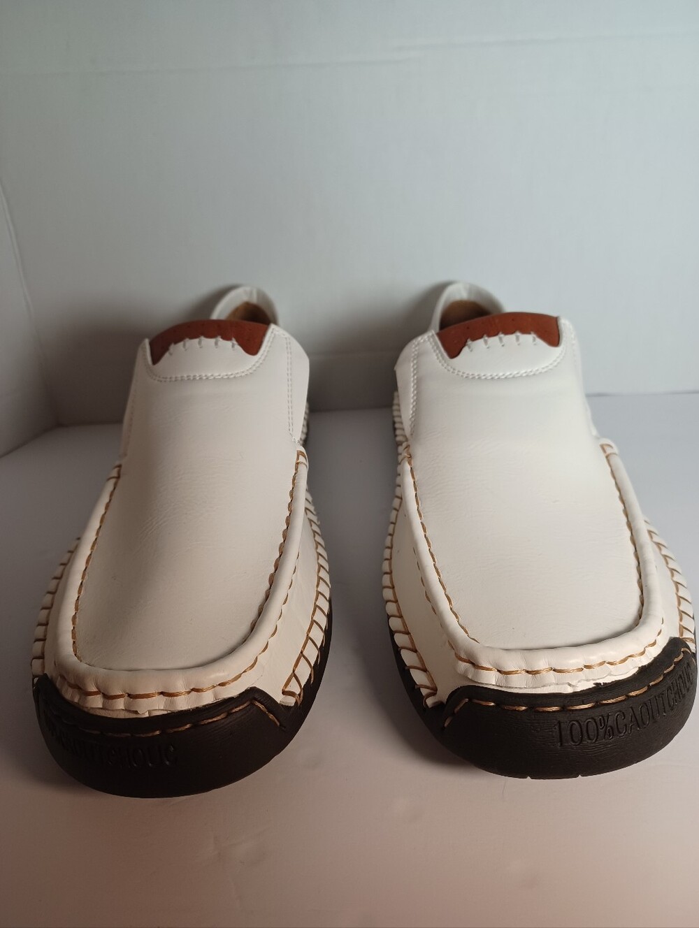 Men's White Faux Leather Slip-On Casual Shoes